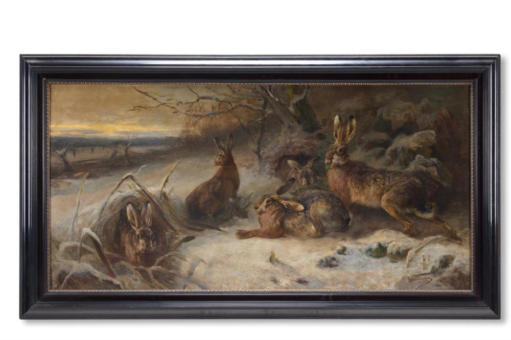 Anton Weinberger comparable auction result: anton weinberger german 1843 1912 hares with huntsmen