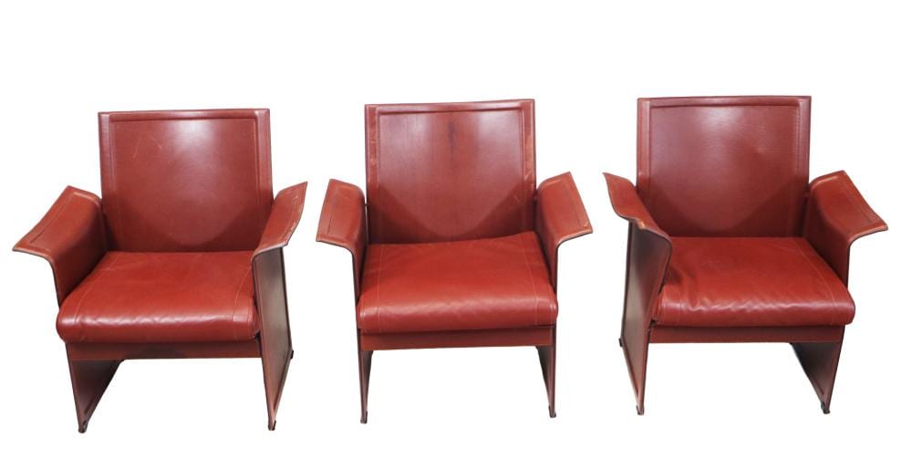 Matteo Grassi comparable auction result: matteo grassi three red leather armchairs
