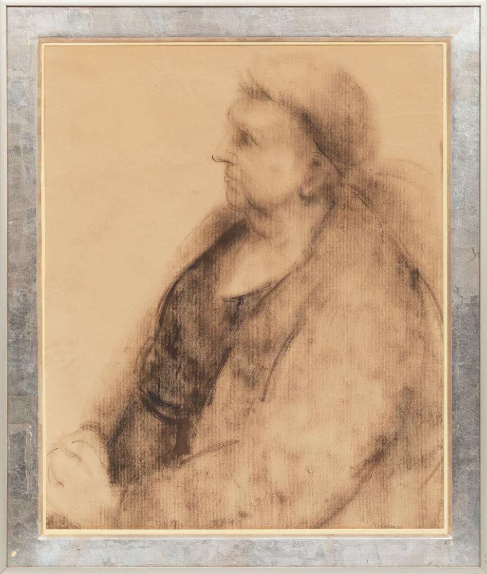 Marvin Cherney comparable auction result: marvin cherney american maryland 1925 1966 portrait of a seated figure mixed media on paper