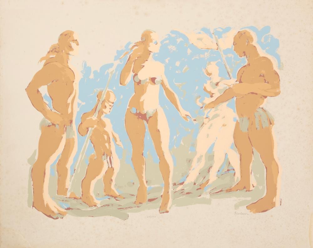 George Dureau comparable auction result: george valentine dureau american louisiana 1930 2014 big beach with seven silkscreen