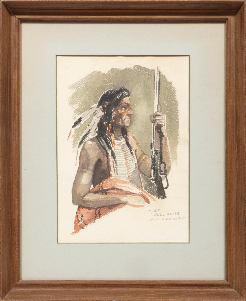 John Korver comparable auction result: john korver american louisiana 1910 1988 chief dull knife watercolor on paper