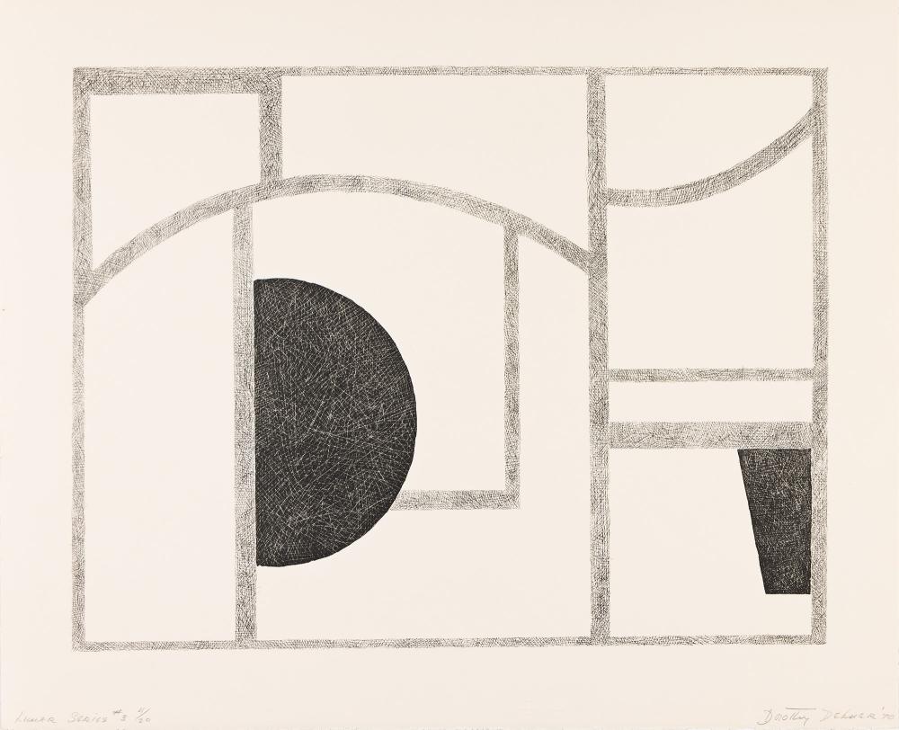 Dorothy Dehner comparable auction result: dorothy dehner lunar series 3 lithograph on arches 1970