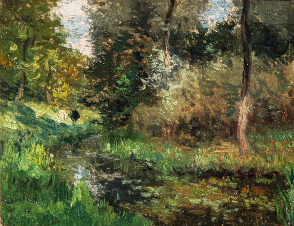 Isidore Verheyden comparable auction result: isidore verheyden 1846 1905 forest view with a stream oil on canvas on panel 25 x 31 cm 9 83 x 12 19 in frame 43 x 49 5 cm 16 92 x 19 48 in