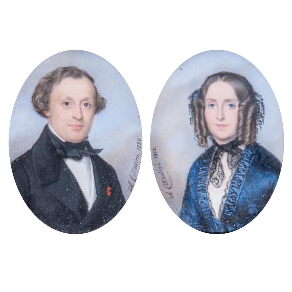 Alessandro Cittadini comparable auction result: alessandro cittadini 1820 1877 a pair of miniature portraits of a noble couple 1852 in a giltwood frame 7 5 x 5 5 cm 2 95 x 2 16 in frame 19 x 13 cm 7 48 x 5 12 in