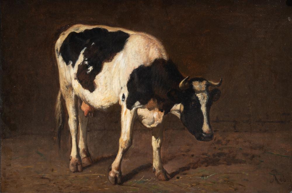 louis robbe 1806 1887 portrait of a cow oil on canvas 33 x 49 cm 12 99 x 19 28 in frame 40 x 56 cm 15 3 4 x 22 05 in · Carlo Bonte Auctions · 2026-05-20 Louis Robbe comparable auction result: louis robbe 1806 1887 portrait of a cow oil on canvas 33 x 49 cm 12 99 x 19 28 in frame 40 x 56 cm 15 3 4 x 22 05 in