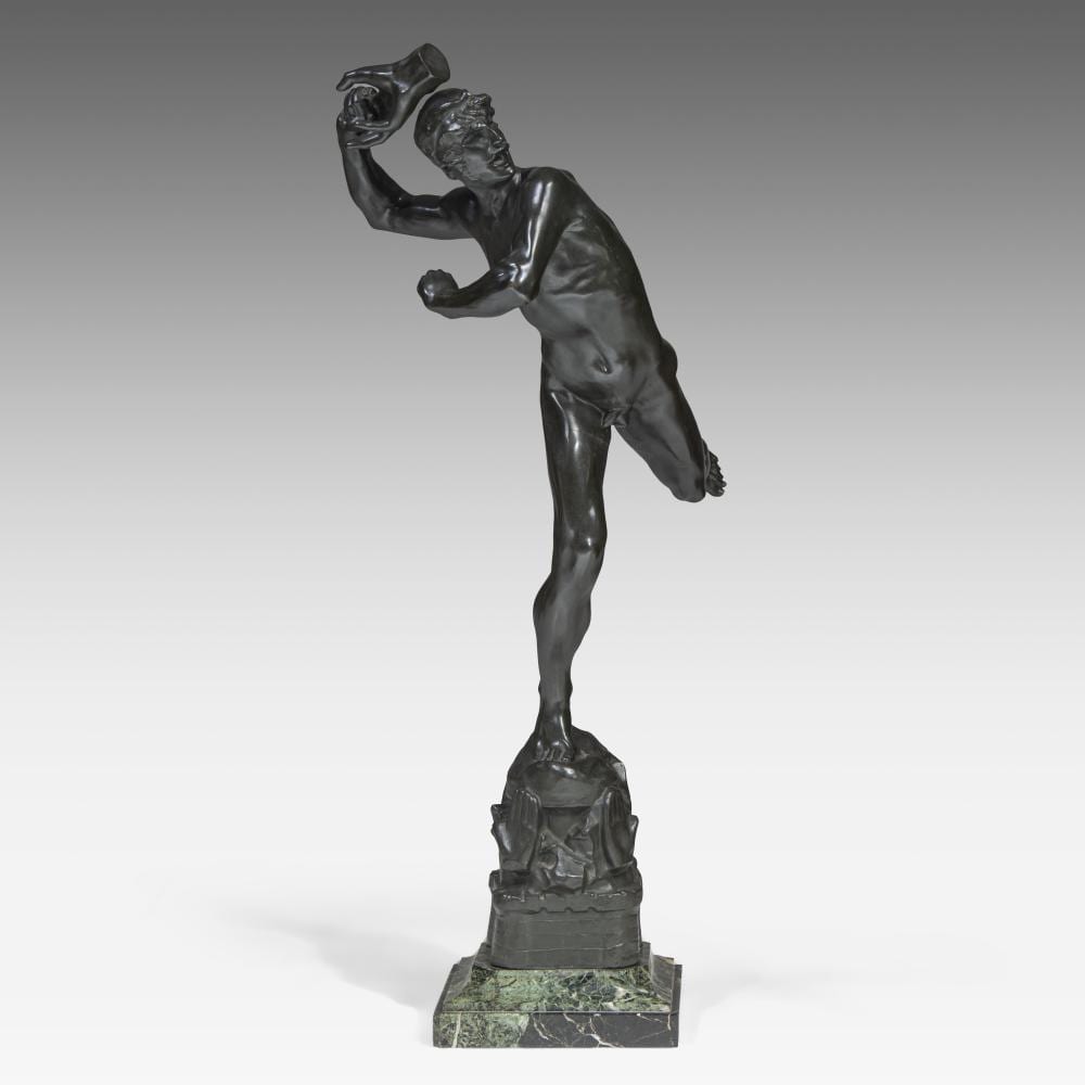jef lambeaux 1852 1908 brabo patinated bronze on a marble stand h 217 cm total · Carlo Bonte Auctions · 2026-05-19 Jef Lambeaux comparable auction result: jef lambeaux 1852 1908 brabo patinated bronze on a marble stand h 217 cm total