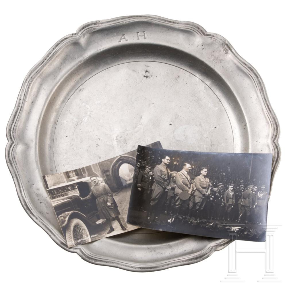 Adolf Hitler comparable auction result: adolf hitler a dinner plate from landsberg prison with seven photos estate of rudolf hess