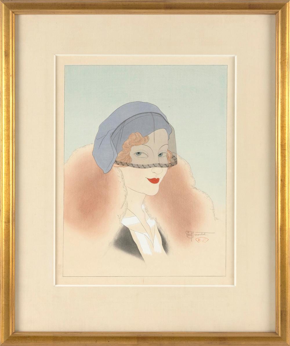Paul Jacoulet comparable auction result: paul jacoulet france japan 1902 1960 parisienne 6 woodblock print 17 x 13 sight sheet 19 x 14 5 framed 25 x 21