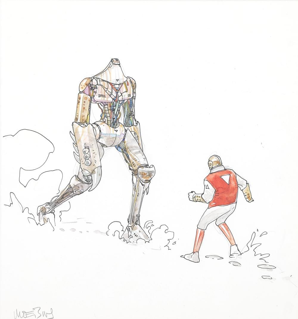 Jean (1938) Giraud comparable auction result: moebius 1938 2012 le robot encres de couleur