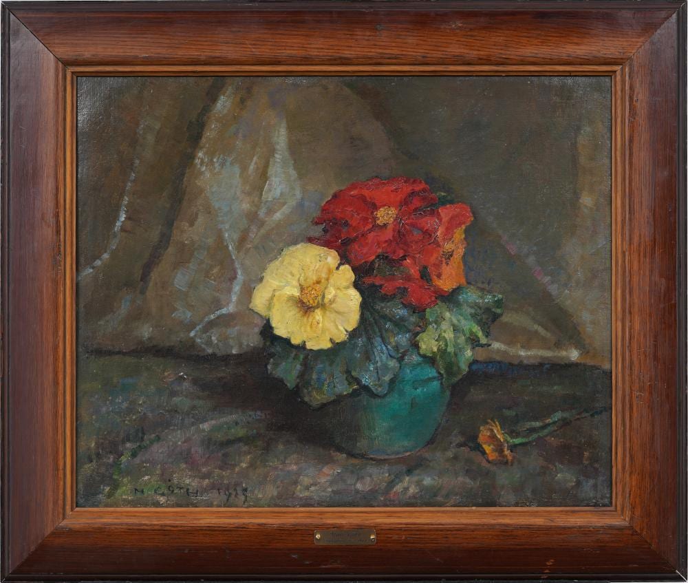 Móricz Góth comparable auction result: m ricz g th 1873 1939 antique hungarian floral begonia still life original framed oil painting