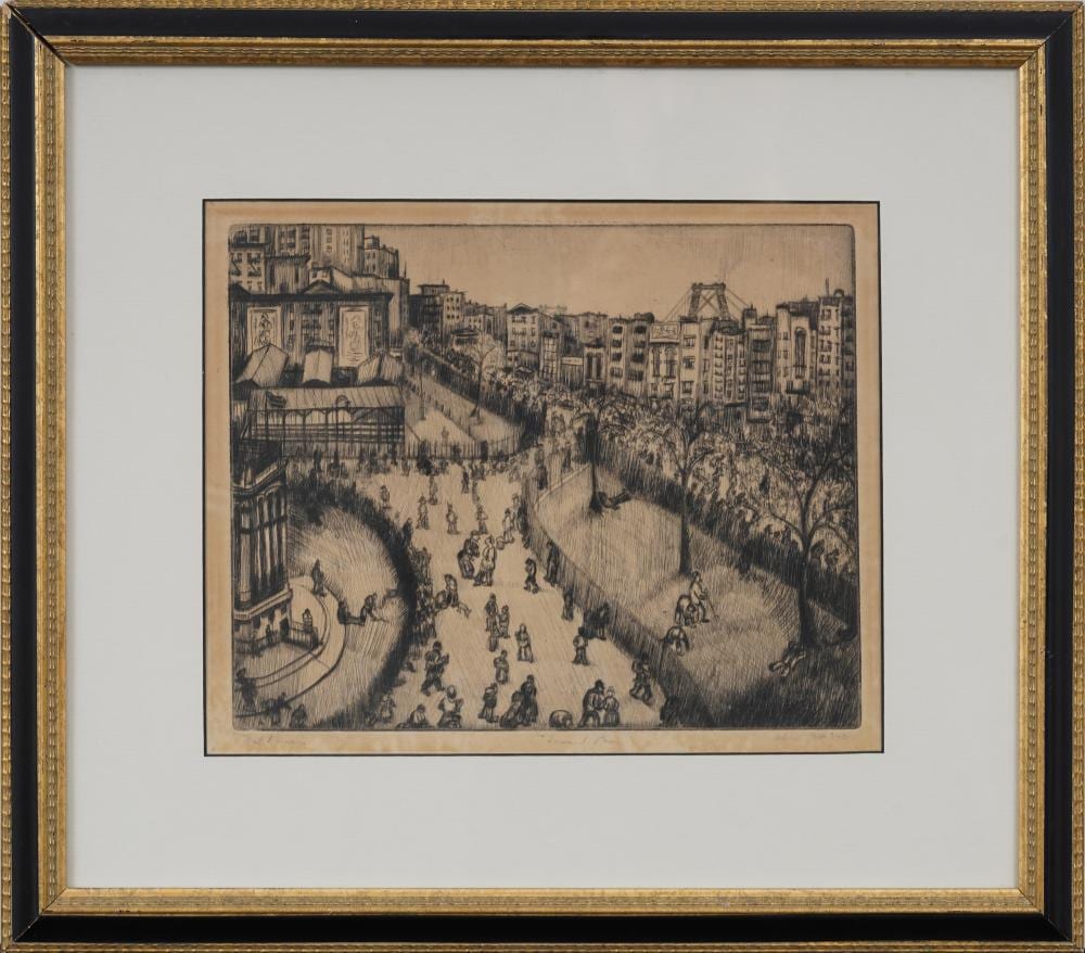 Nat Lowell comparable auction result: nat lowell 1880 1956 new york city wpa era signed etching of seward park