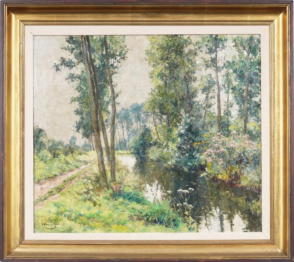Victor Wagemaekers comparable auction result: victor wagemaekers 1876 1953 belgian verdant summer brook framed impressionist landscape