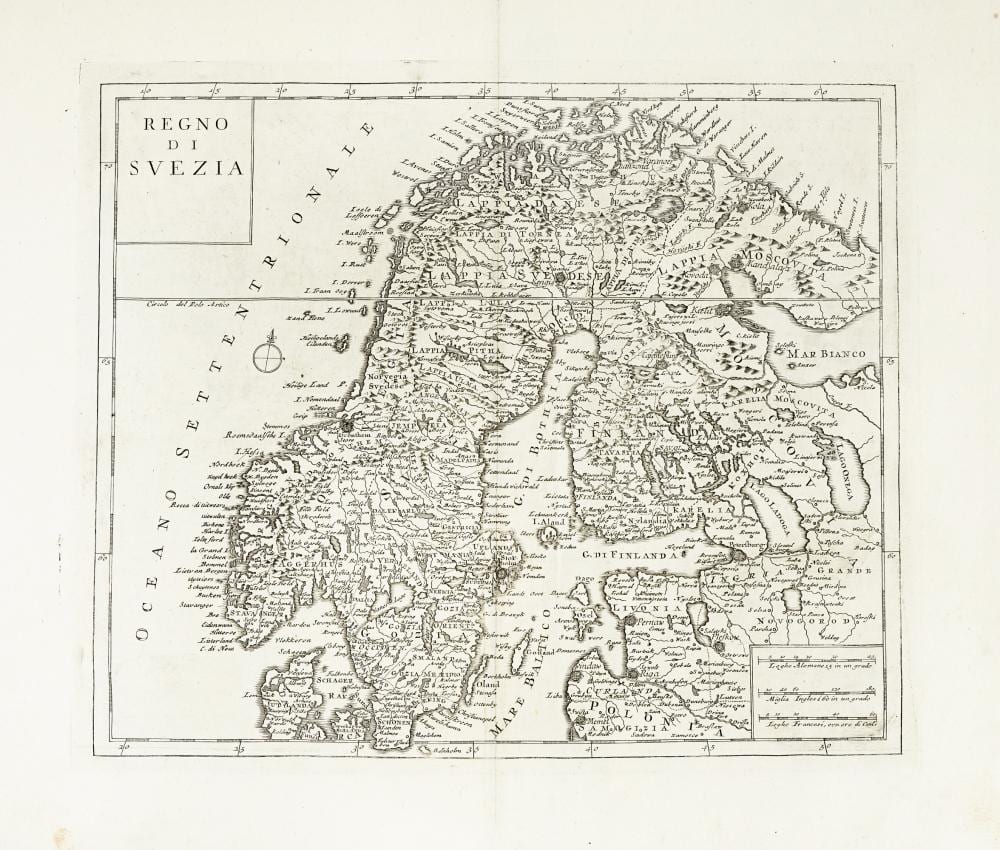 Guillaume De L'Isle comparable auction result: guillaume de l isle regno di svezia regno di danimarca 1740