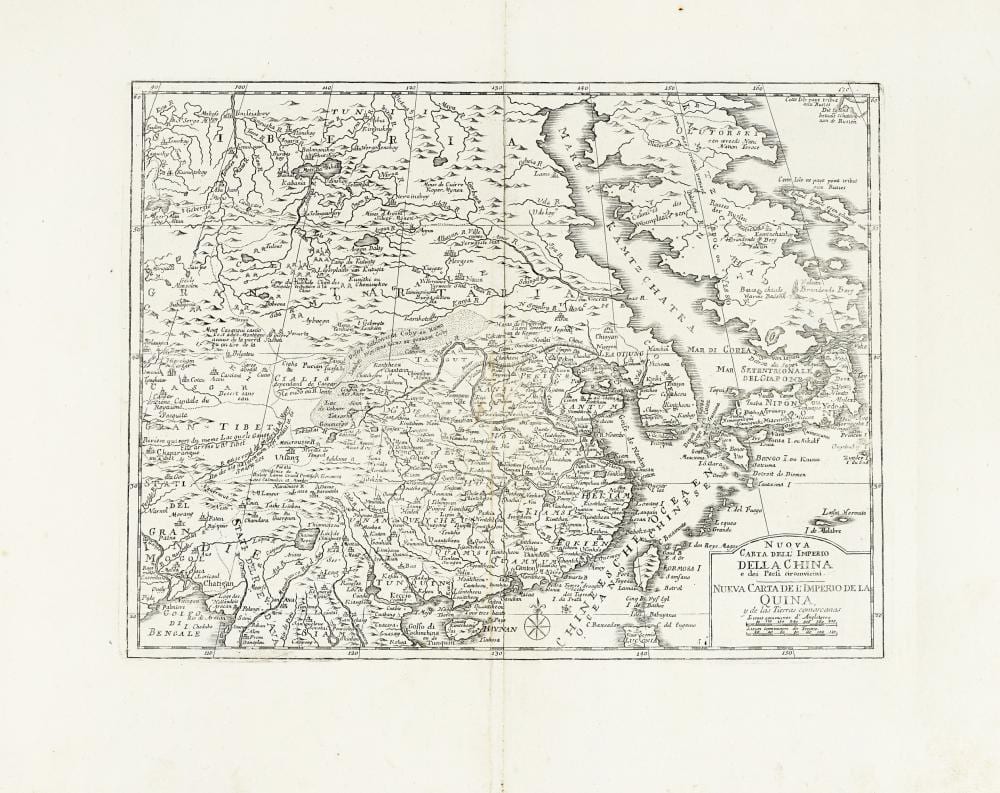 Guillaume De L'Isle comparable auction result: guillaume de l isle nuova carta dell imperio della china e dei paesi circonvicini nueva carta de l imperio de la quina y de las tierras comarcanas imperio del giappone 1740