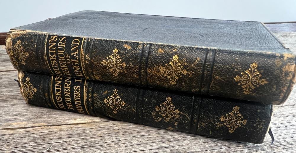 John Ruskin comparable auction result: john ruskin two volumes comprising the harbours of england and modern painters vol ii george routledge sons ltd e p dutton co universal edition c 1907