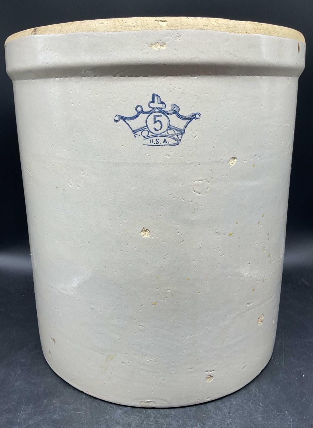 Antique 5 Gallon Stoneware Crock USA sold by The Benefit Shop Foundation Inc., lot 309 — auction record photograph