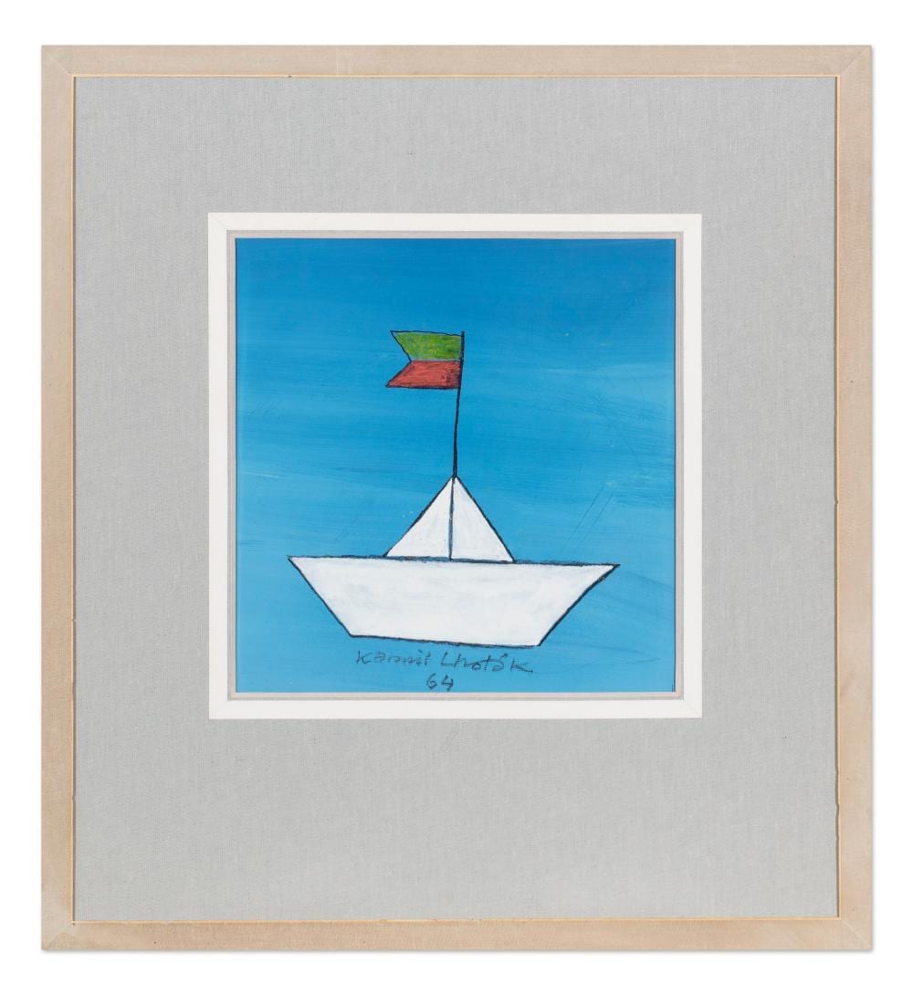 Kamil Lhoták comparable auction result: kamil lhot k czech bohemian 1912 1990 little boat