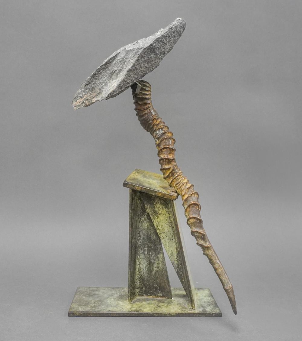 John Van Alstine comparable auction result: john van alstine american b 1952 nose dive bronze and granite sculpture 1996 signed and stamped 19 x 12 x 9 in 48 3 x 30 5 x 22 9 cm