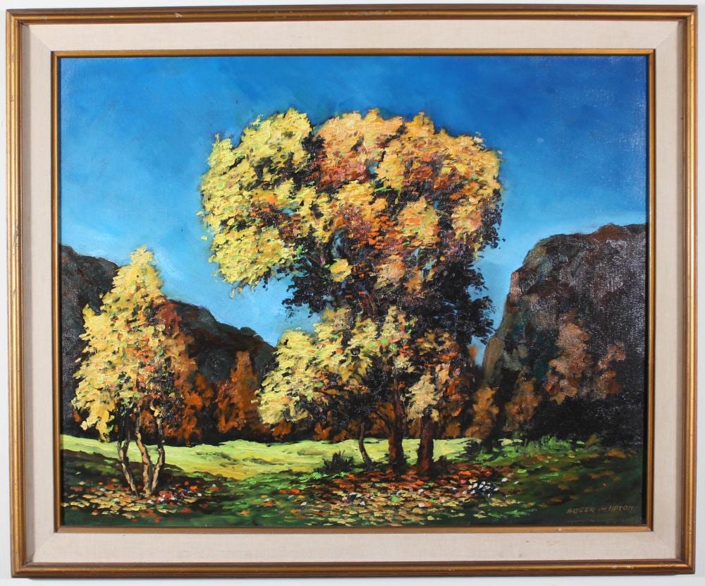 Roger van Gindertael comparable auction result: roger bud m upton oil on canvas autumn landscape