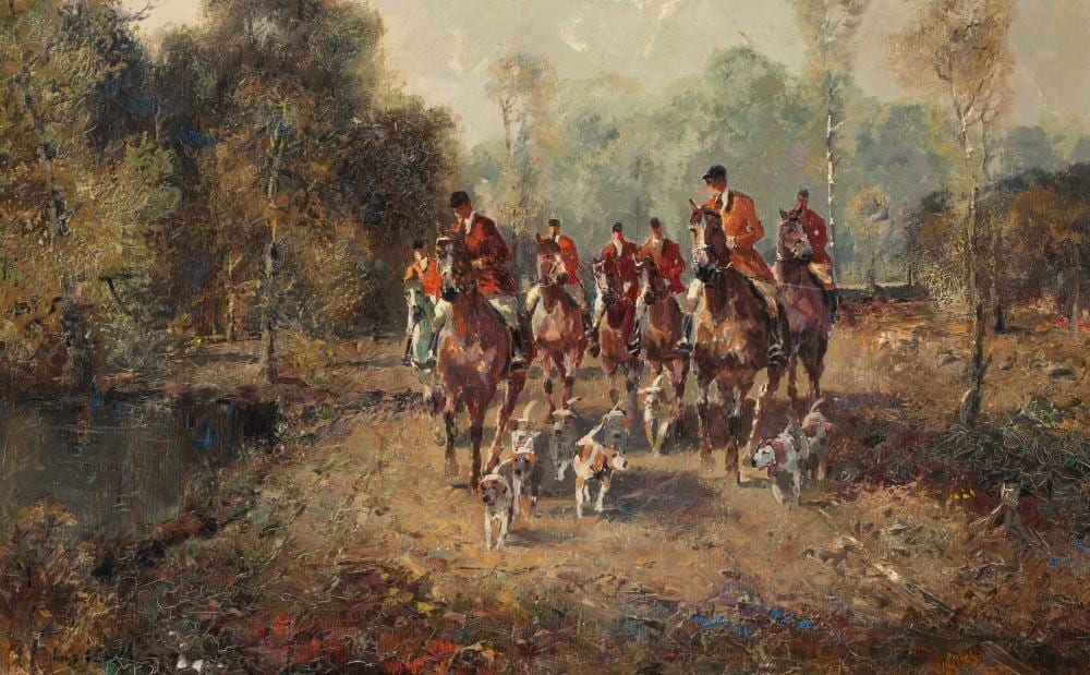 Ludwig Gschossmann comparable auction result: ludwig gschossmann painting hunting scene