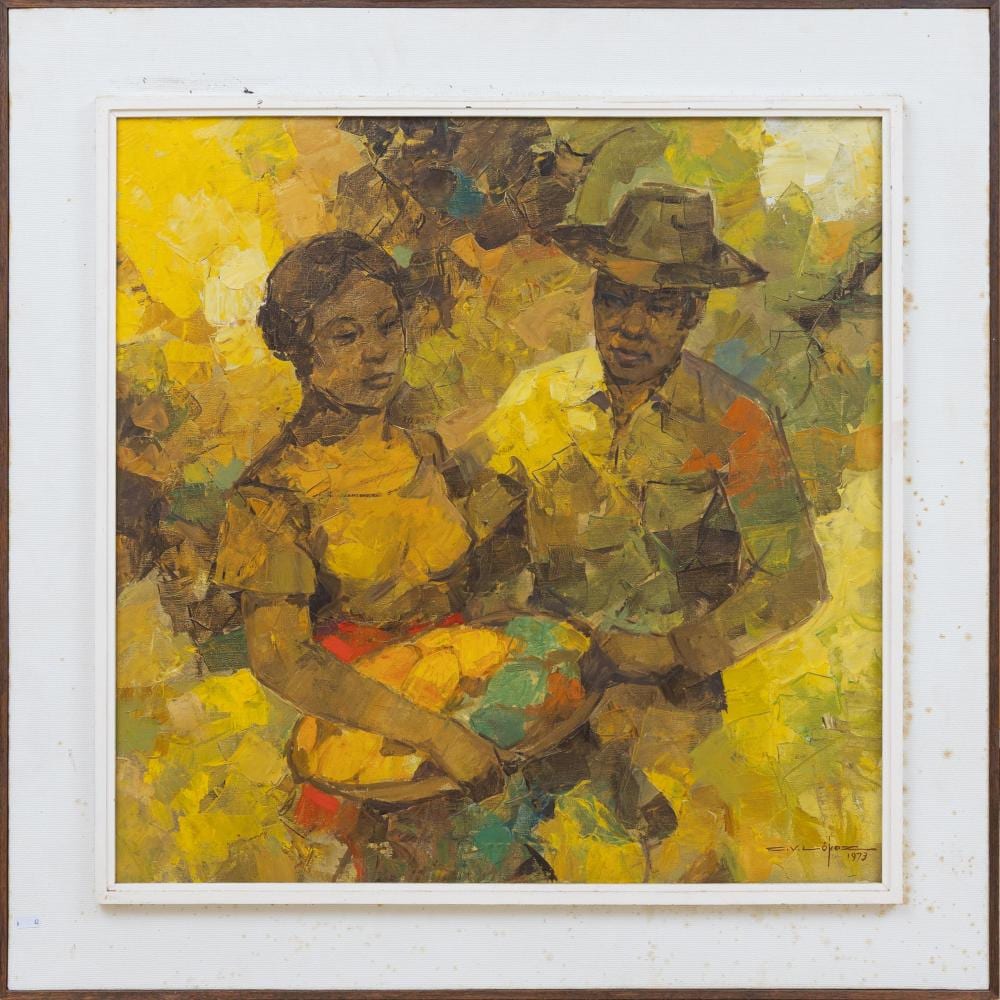 Crispin V. Lopez comparable auction result: crispin v lopez philippines 1903 1985 figures oil on canvas 75 x 75 frame 99 x99cm