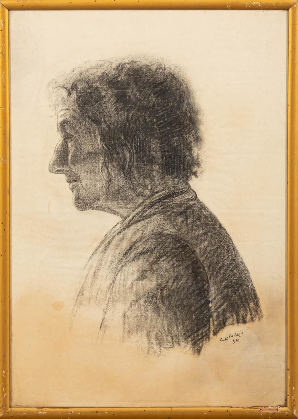 Carlos Reis comparable auction result: carlos reis retrato de figura feminina desenho a carv o dim aprox 56 x 39 cm