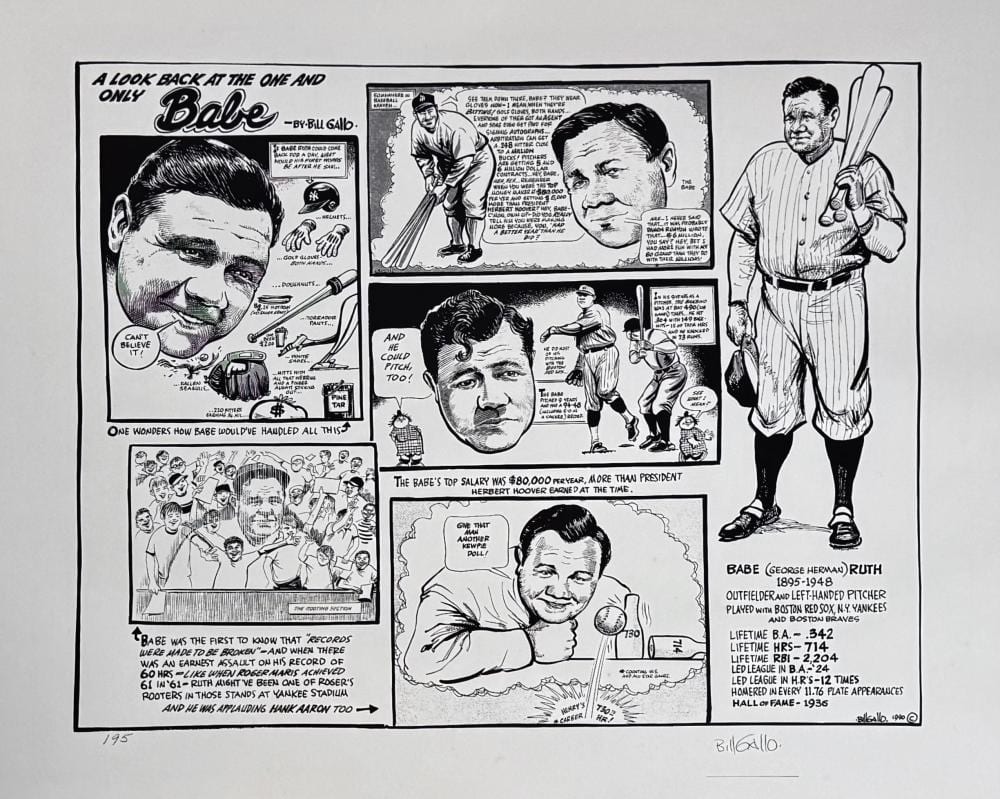 Bill Gallo comparable auction result: bill gallo american 1922 2011 a look back babe ruth 1990
