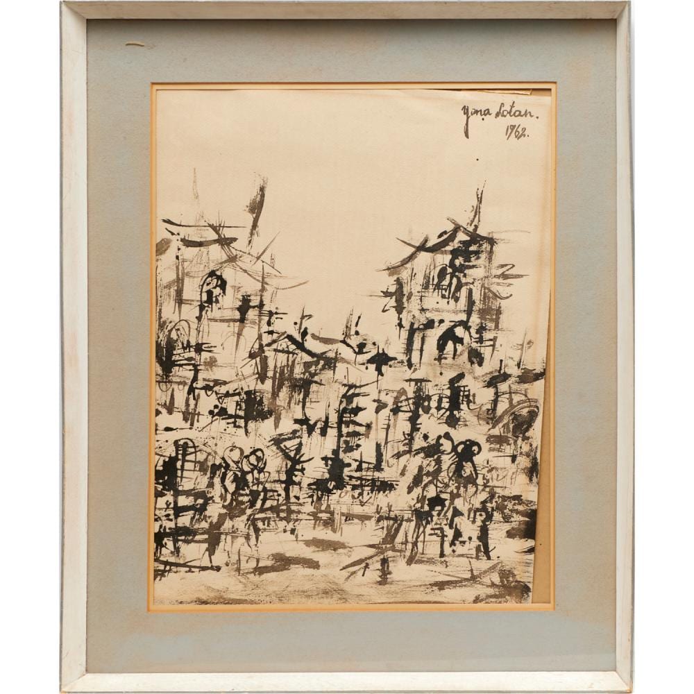 Yona Lotan comparable auction result: yona lotan watercolor on paper 1962