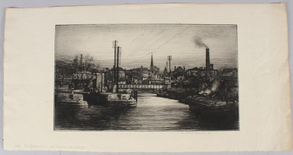 Mortimer Menpes comparable auction result: mortimer menpes 1855 1938 sandford lock on the thames nr abingdon etching signed in pencil unframed 1