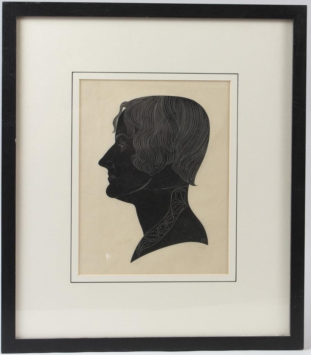 Eric Gill comparable auction result: eric gill 1882 1940 profile of mrs beatrice warde woodcut 25 25 signed in pencil 26 5 x 20 5cm