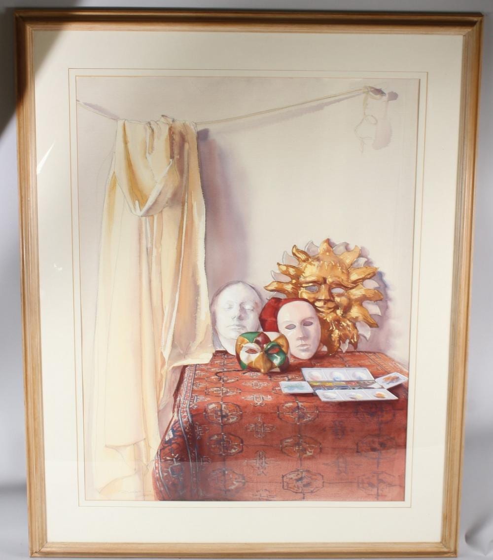 Robbie Wraith comparable auction result: robbie wraith b 1952 still life with venetian masks watercolour and pencil signed and dated 1993 99 5 x