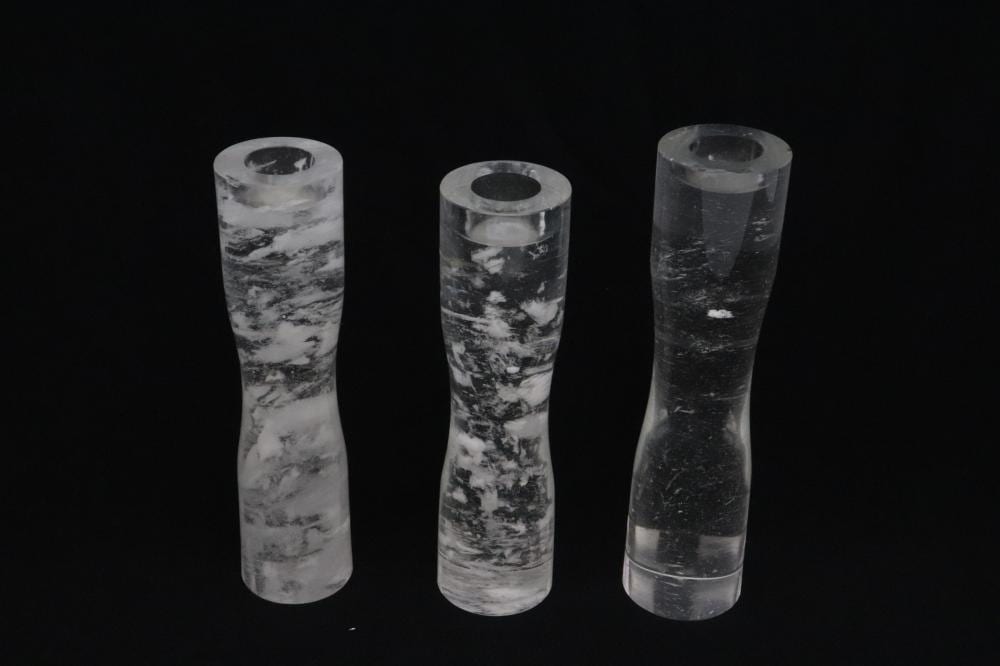 3 rock crystal candle holders by robert kuo · International Auction Gallery · 2026-05-11 Robert Kuo comparable auction result: 3 rock crystal candle holders by robert kuo