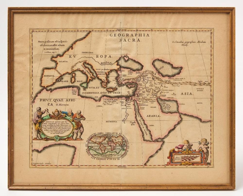 Jan Jansson comparable auction result: jan jansson map engraving of geographia sacra