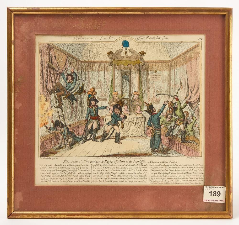 James Gillray comparable auction result: james gilray consequences of a successful french invasion