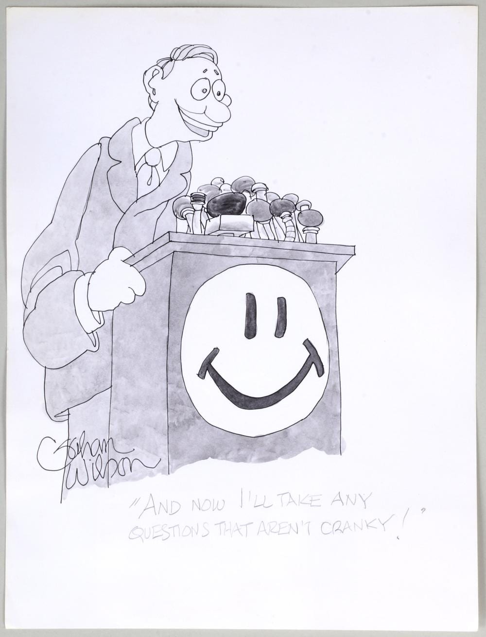 Gahan Wilson comparable auction result: gahan wilson american 1930 2019 and now i ll take any questions that aren t cranky pen ink and wash on paper