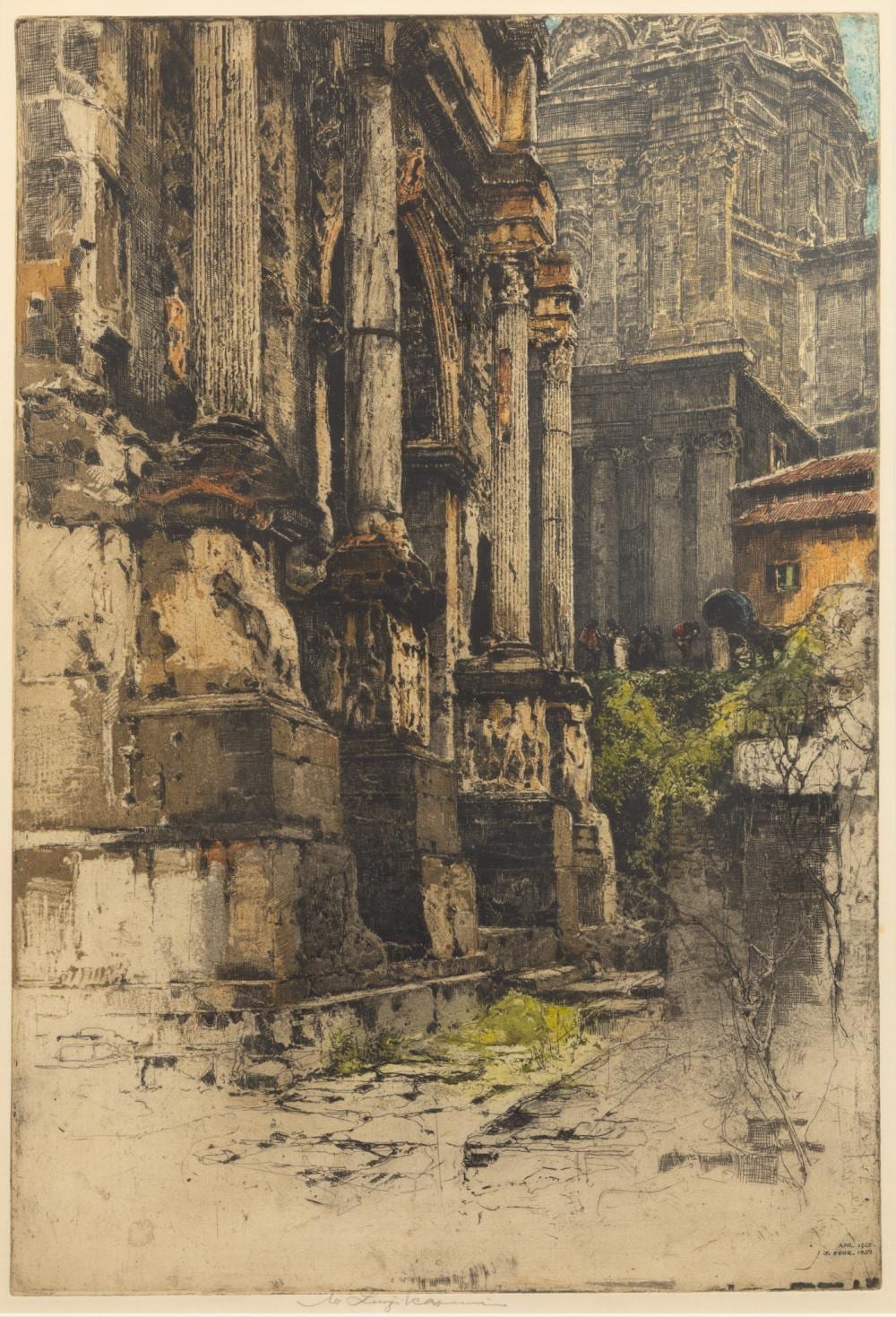 Luigi Kasimir comparable auction result: luigi kasimir austrian hungarian 1881 1962 colored etching on paper 1923 1924 rome arch of septimius severus h 27 w 18 5