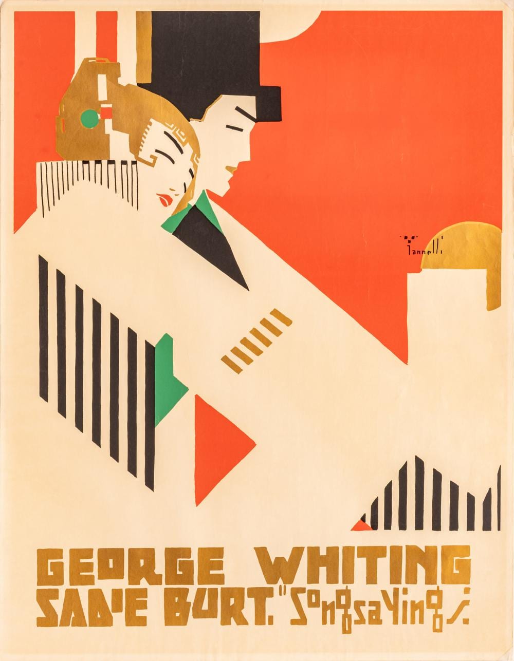 Alfonso Iannelli comparable auction result: alfonso iannelli american italian 1888 1965 silkscreen poster ca 1968 george whiting and sadie burt song sayings h 41 5 w 31 5