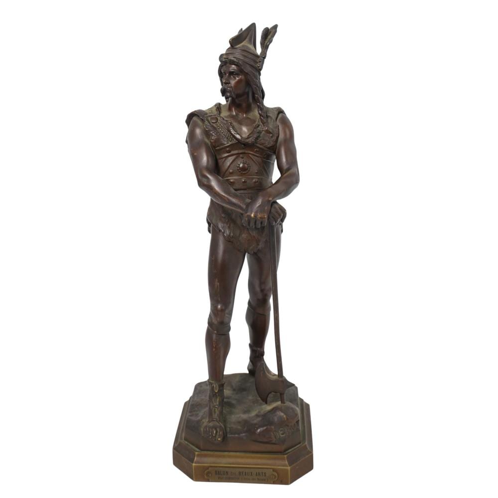 Marcel Debut comparable auction result: marcel debut french 1865 1933 bronze warrior sculpture