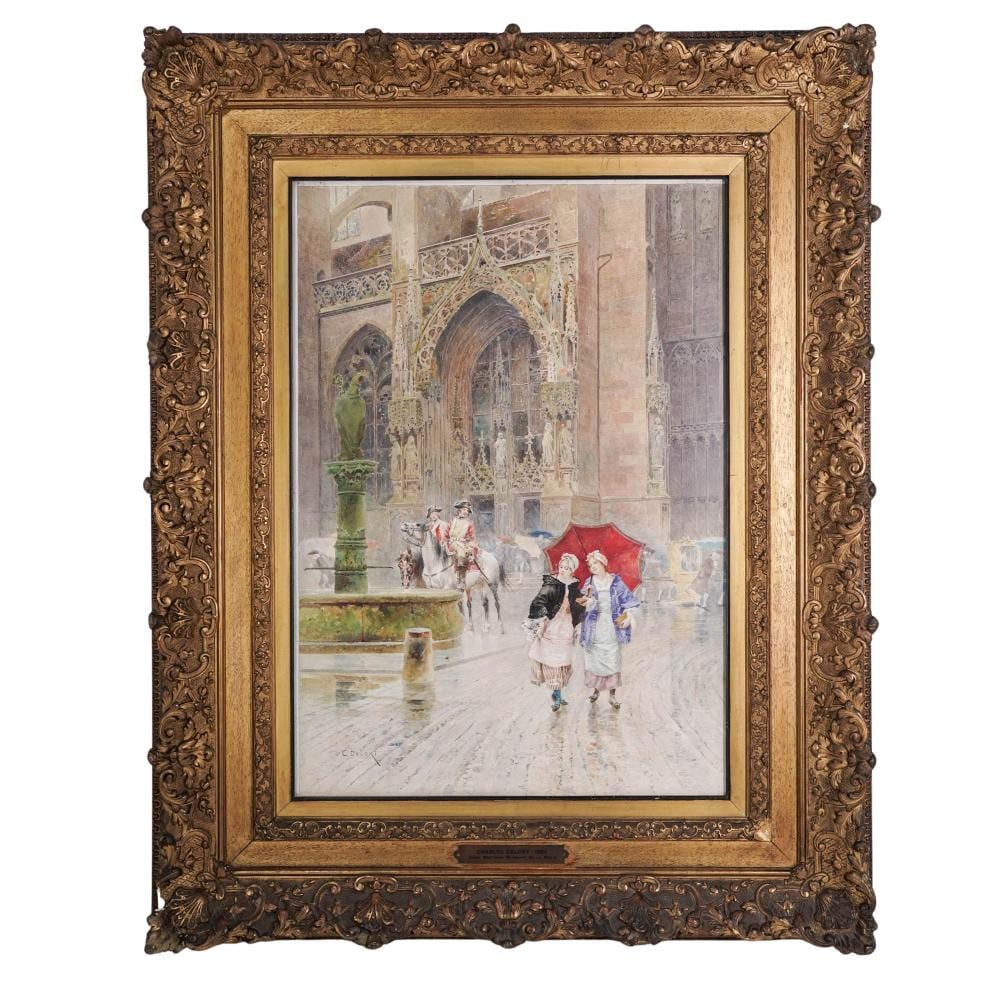 Charles Edouard Delort comparable auction result: charles delort french 1841 1895 jeun bretonne revenant de la messe watercolor on board painting