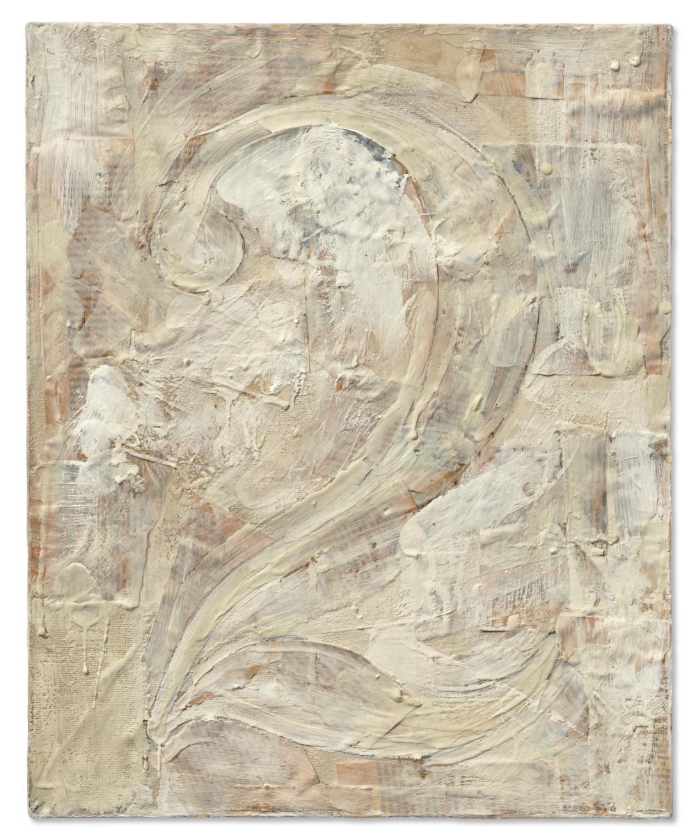 Jasper Johns (B. 1930). Figure 2. encaustic, canvas and printed paper colla comparable sale