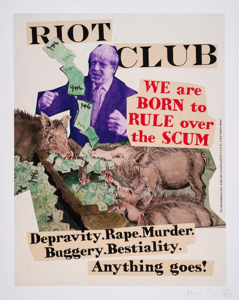 Jamie Reid comparable auction result: jamie reid 1947 2023 bullingdon bully boris in the riot club