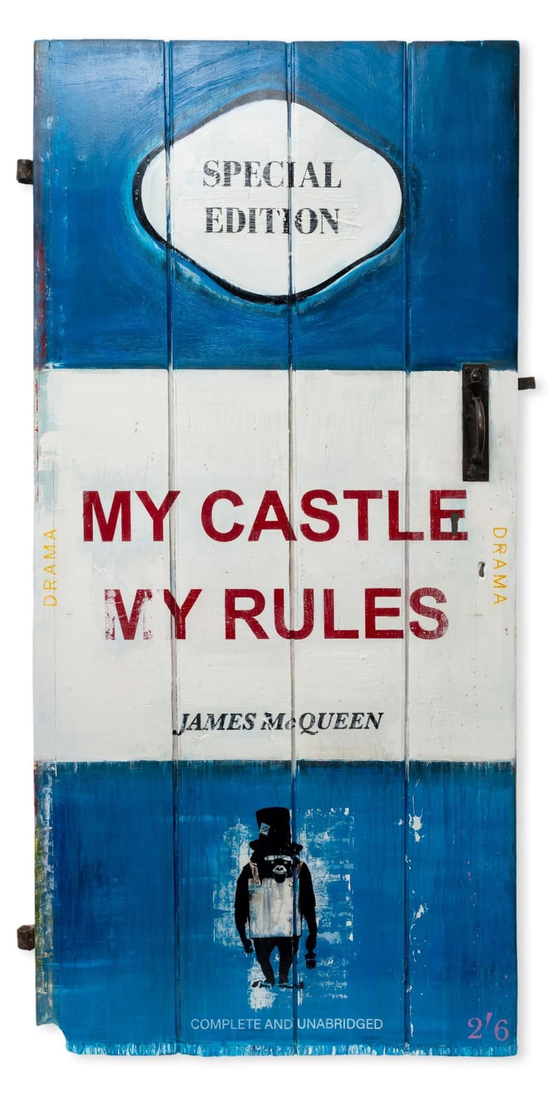 James McQueen comparable auction result: james mcqueen b 1977 my castle my rules door original painting