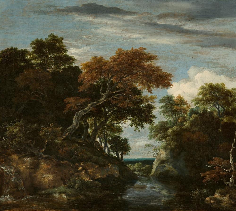 Jacob van Ruisdael comparable auction result: jacob van ruisdael a stream in a wooded rocky landscape