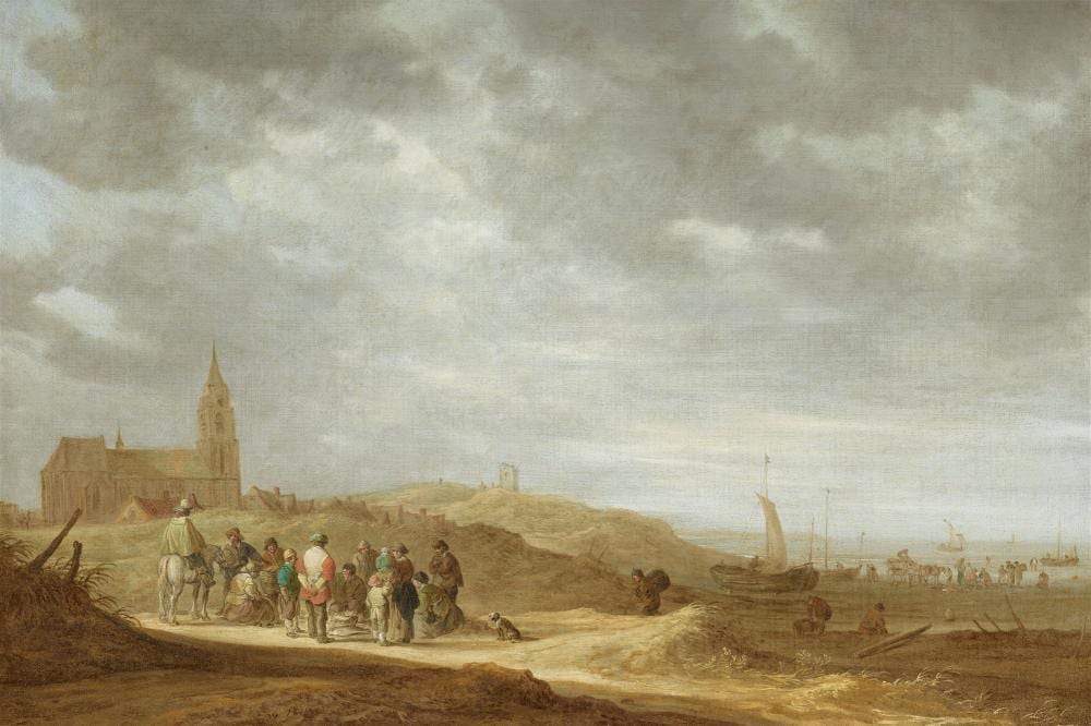 Jan van Goyen comparable auction result: jan van goyen fishermen on the beach at scheveningen