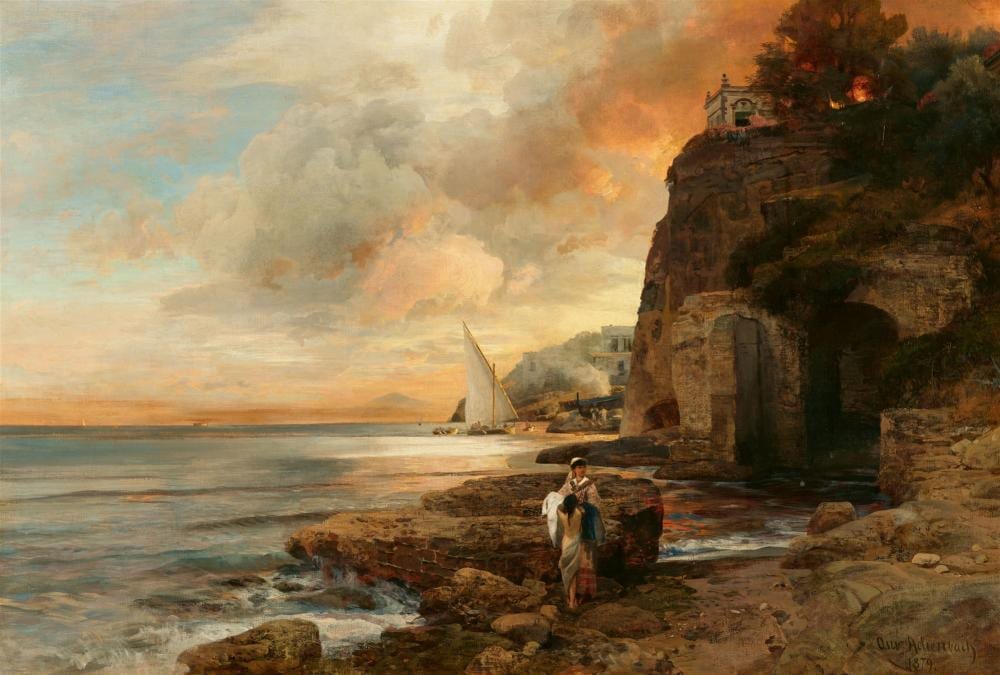 Oswald Achenbach comparable auction result: oswald achenbach bathers on the coast near sorrento