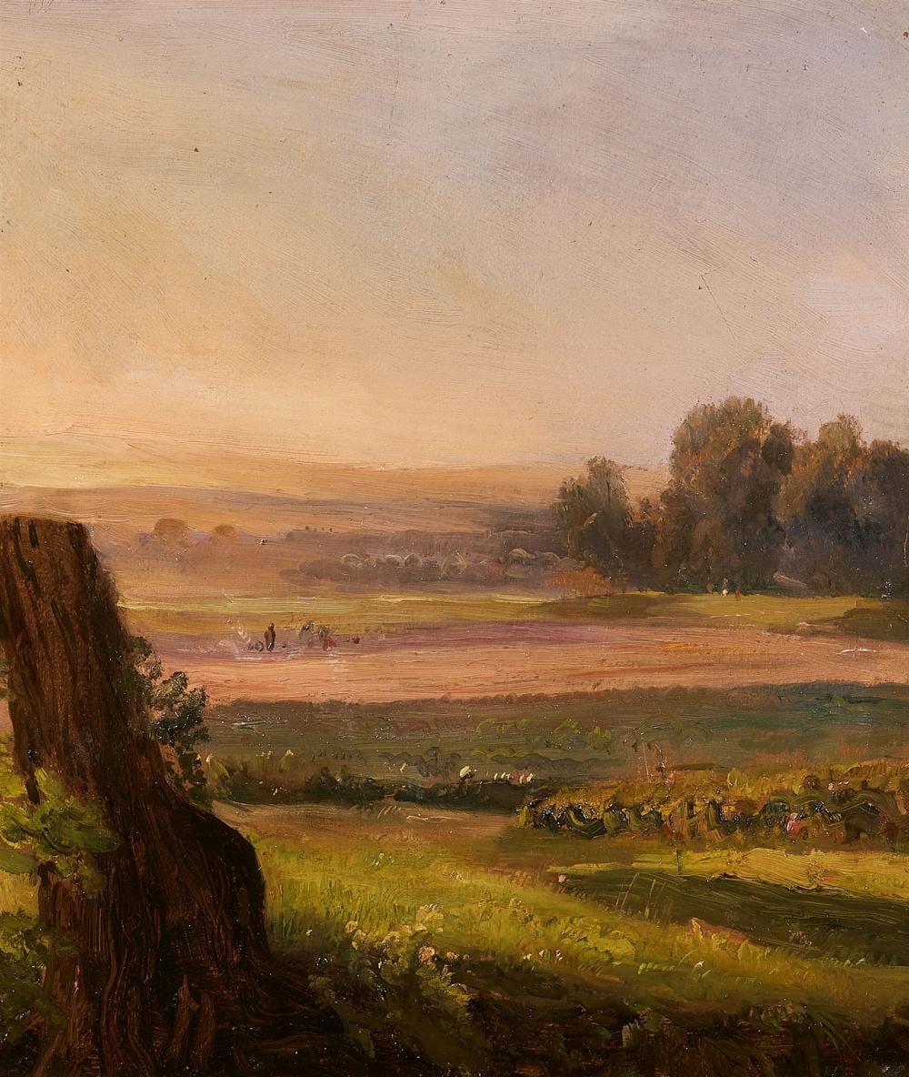 Christian Friedrich Gille comparable auction result: christian friedrich gille vast landscape a treestump in the foreground