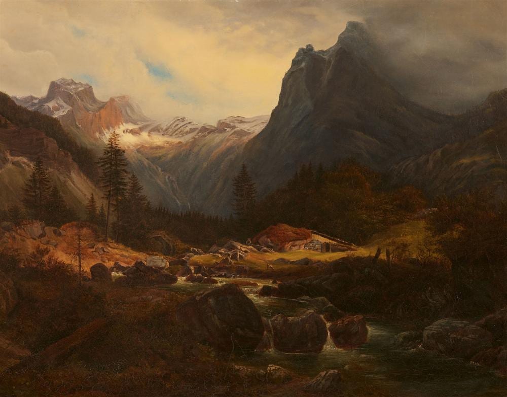 Andreas Achenbach comparable auction result: andreas achenbach nordic mountain landscape