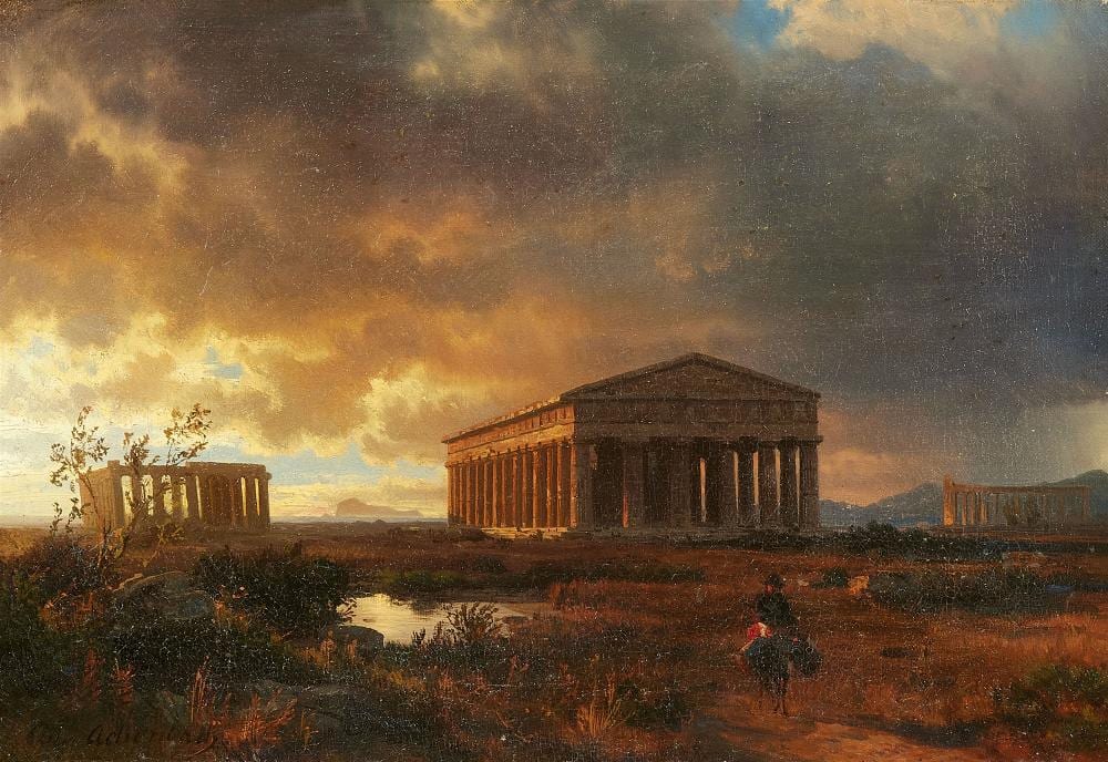 Oswald Achenbach comparable auction result: oswald achenbach the temples of paestum