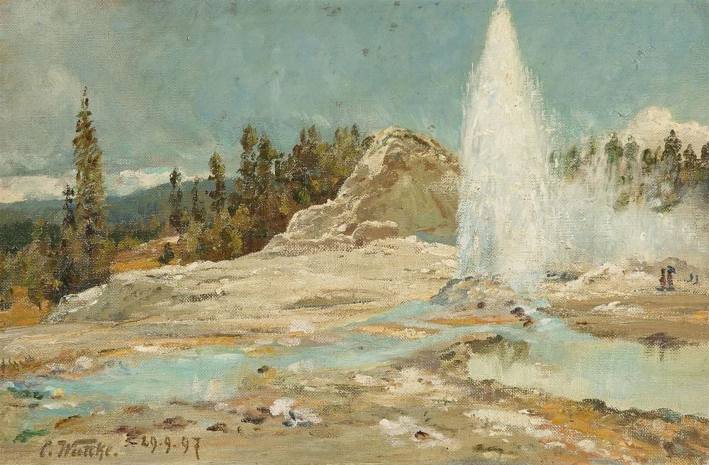 Carl Wuttke comparable auction result: carl wuttke landscape with geyser