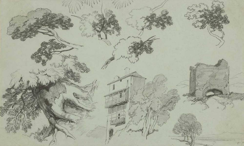 edward lear british 1812 1888 studies of a building trees and a distant roman aqueduct possibly the anio novus · Sworders · 2026-05-19 Edward Lear comparable auction result: edward lear british 1812 1888 studies of a building trees and a distant roman aqueduct possibly the anio novus